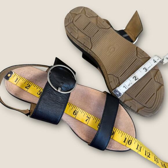 UGG Leather Ankle Strap Platform Espadrille Sandals Women Size 9.5 April Black - Picture 11 of 12